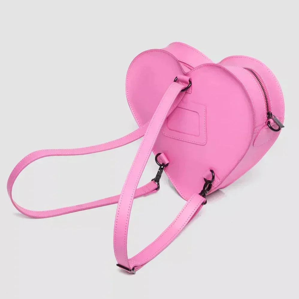 LEATHER HEART BAG PINK