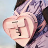 LEATHER HEART BAG PEACH